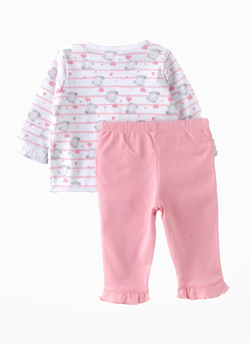 Baby Girls' Teddy Bear Print 2-Piece Pajama Set