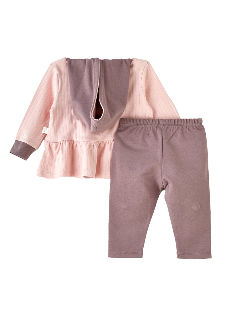 Girls Pink Cat Hoodie and Leggings Set