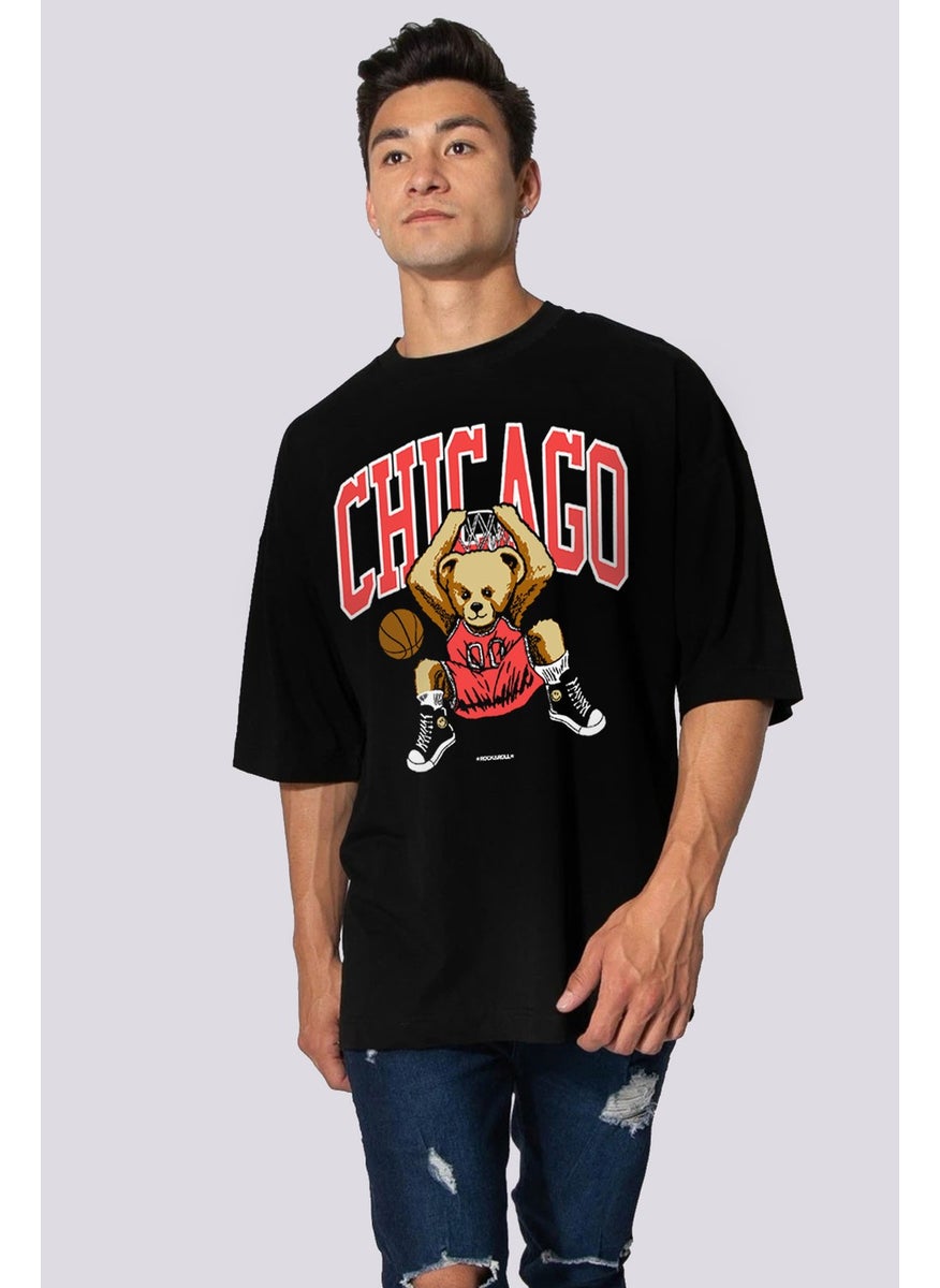 Chicago Basket Oversize Black Short Sleeve Men's T-Shirt