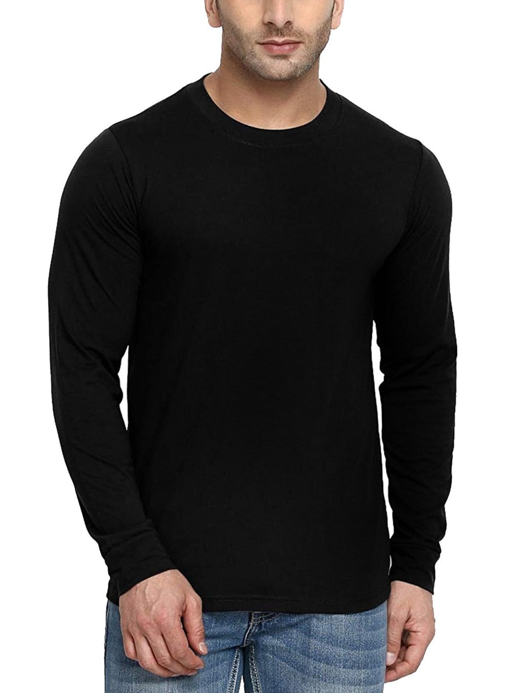 Plain Black Long Sleeve Men's T-Shirt 3-Piece Eco Pack