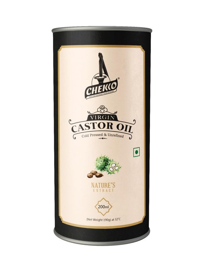 Cold Pressed Virgin Castor Oil | 100% Natural Pure & Wood Pressed (200Ml) For Baby Massage Constipation Healthy Hair Eye And Skin Care