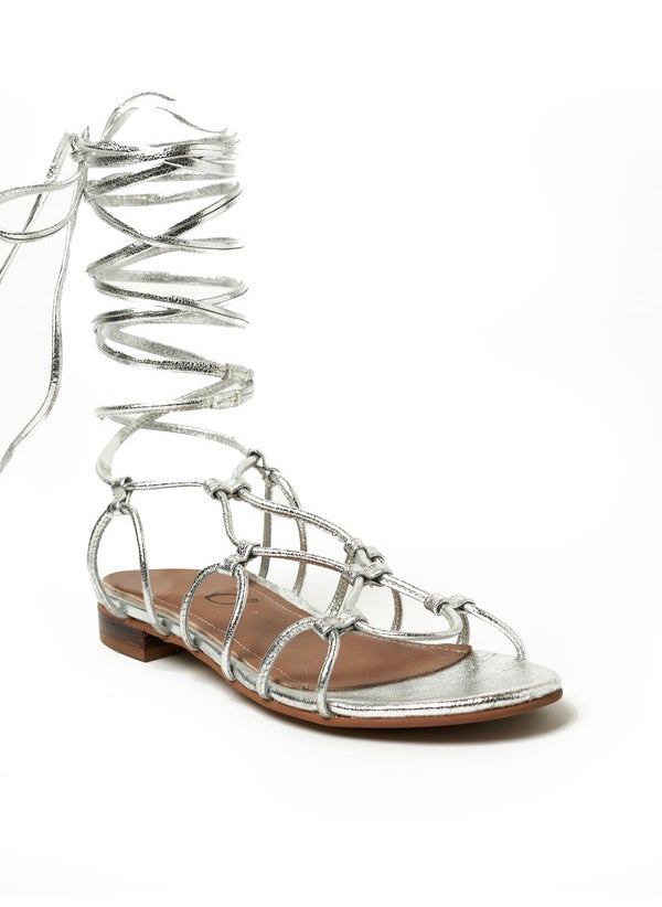 Y.SO Ladies Flat Sandals With Back Strap Silver | Made In India