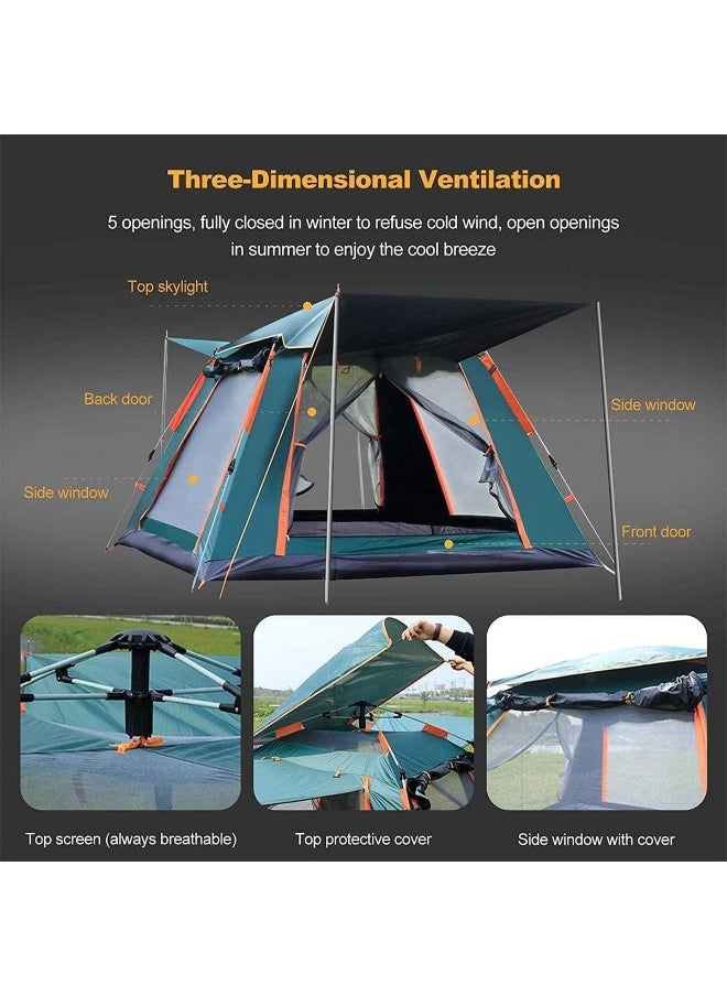 GO2CAMPS Camping Tent 4-5 Person, Instant Automatic Pop Up Dome Tent, Portable Windproof Lightweight for Family Backpacking Hunting Hiking Outdoor Beach Tent and Picnic Tent