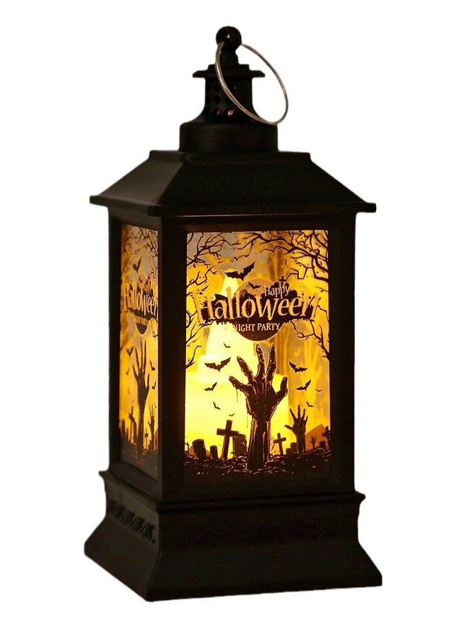 Retro Halloween wind light LED electronic candle light，The pattern is sent randomly portable pumpkin light Halloween decoration photo propsHalloween wind lamp-Ghost Style Halloween wind lamp