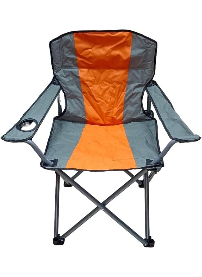 GO2CAMPS Foldable Camping Chair with Cup Holder Heavy Quality (Orange) | Sadu Chair | Foldable Chair | Garden Chair | Fishing Chair | Travel Chair | Picnic Chair and Festival chair