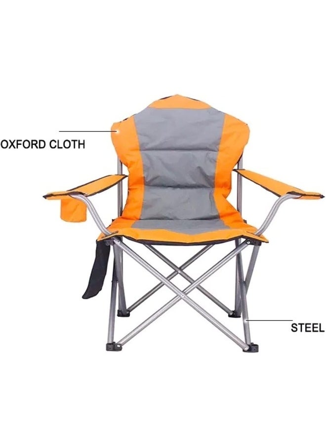 GO2CAMPS Foldable Camping Chair with Cup Holder Heavy Quality (Orange) | Sadu Chair | Foldable Chair | Garden Chair | Fishing Chair | Travel Chair | Picnic Chair and Festival chair