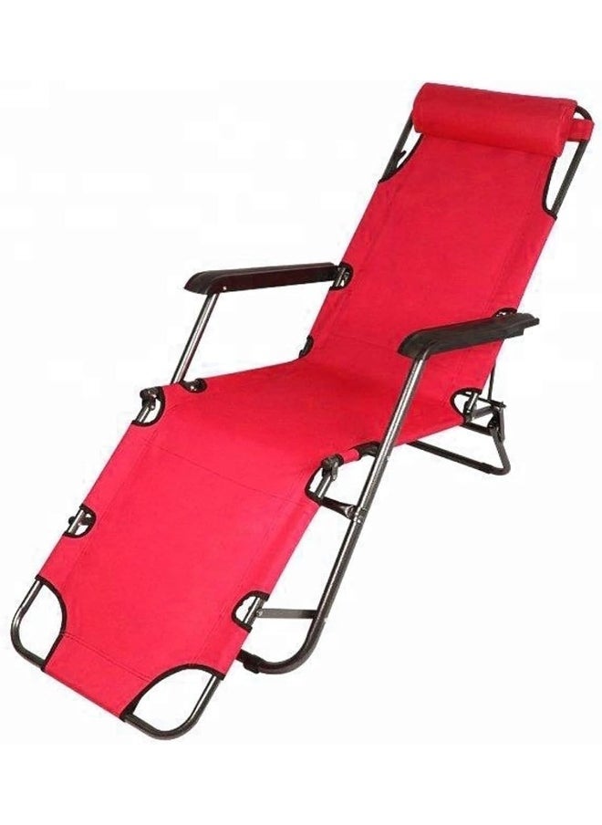 GO2CAMPS Alsaqer Foldable Beach Chair Lightweight Portable Camping Chair, Zero Gravity With Headrest/Beach Sun Lounger/Camping Bed Outdoor Folding Head Rest-Red