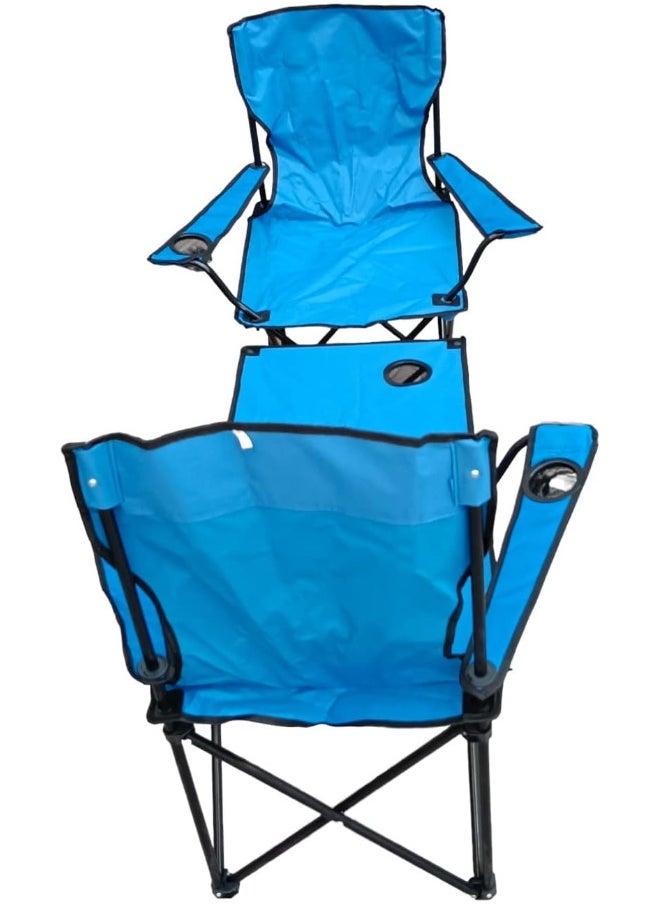 GO2CAMPS-3 Peices Foldable Camping Chairs With Table for Family Compo Sett (Light Blue)