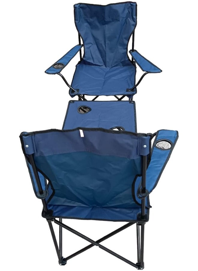 GO2CAMPS-3 Peices Foldable Camping Chairs With Table for Family Compo Sett -Blue | Beach Chairs | Garden Chairs | Fishing Chairs | Picnic Chairs | Travelling Chairs for Couples Sett