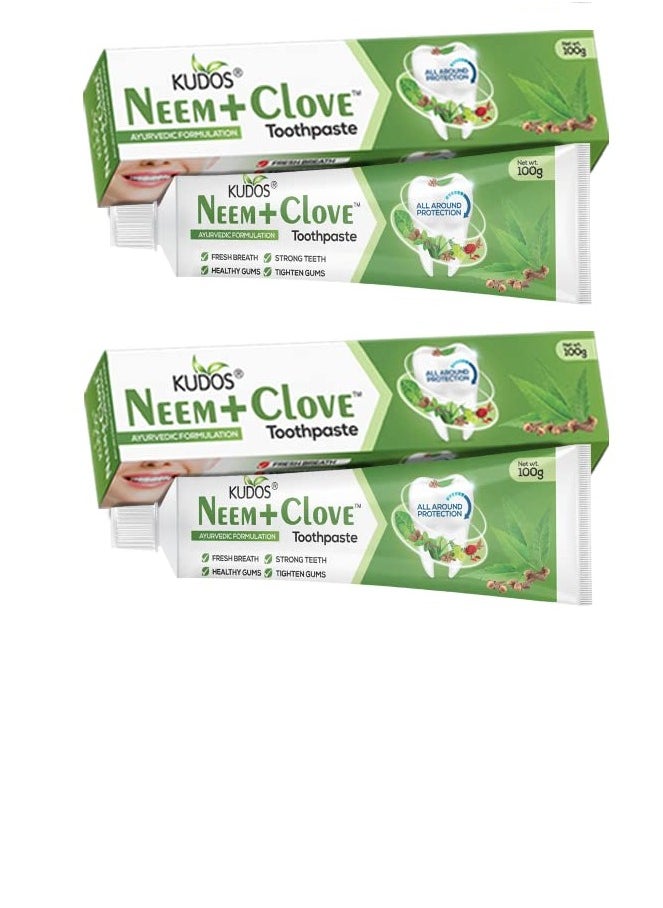 KUDOS Ayureveda Neem Clove Toothpaste I Prevents cavities,Bad Breath,tooth decay I Help Fights germ,Anti Bacterial GumProtection Daily Use Toothpaste(Pack of 2)