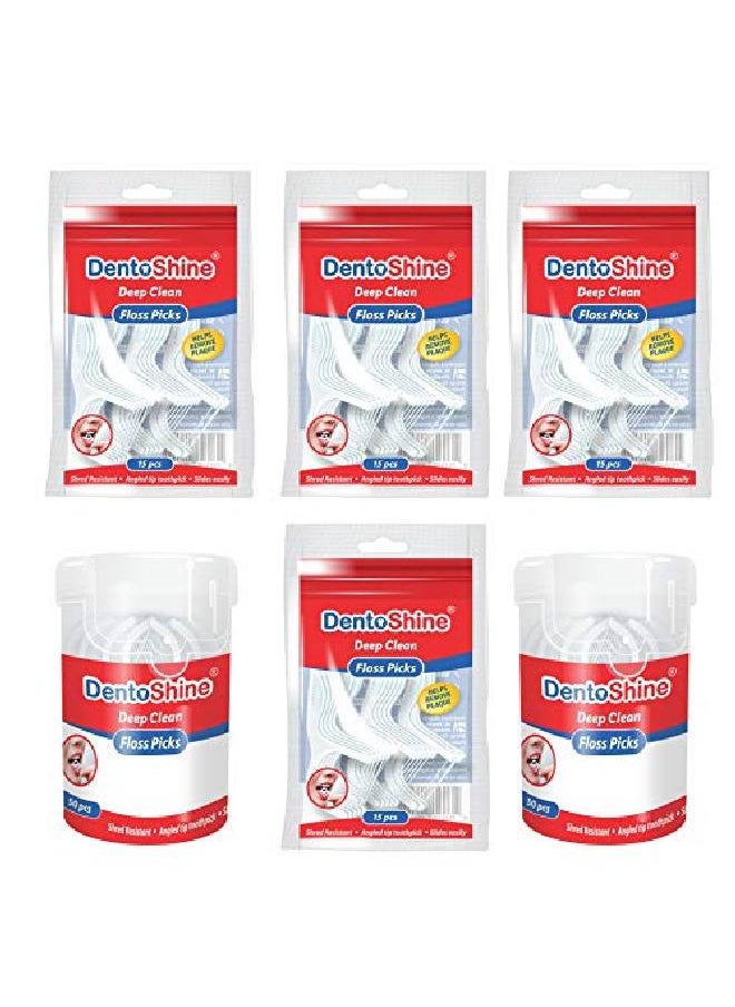 Deep Clean Floss Picks 50 Ct Can X 2 15 Ct Resealable Bag X 4 (Pack Of 6)