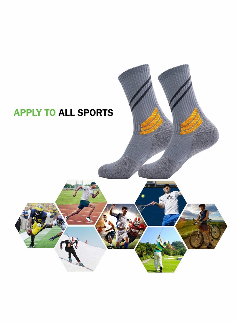 Elite Basketball Socks, Cushioned Athletic Socks for Men & Women, Mid Calf Socks for Football Running Hiking (3PCS)