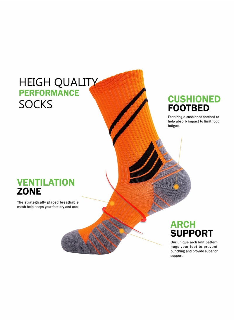 Elite Basketball Socks, Cushioned Athletic Socks for Men & Women, Mid Calf Socks for Football Running Hiking (3PCS)