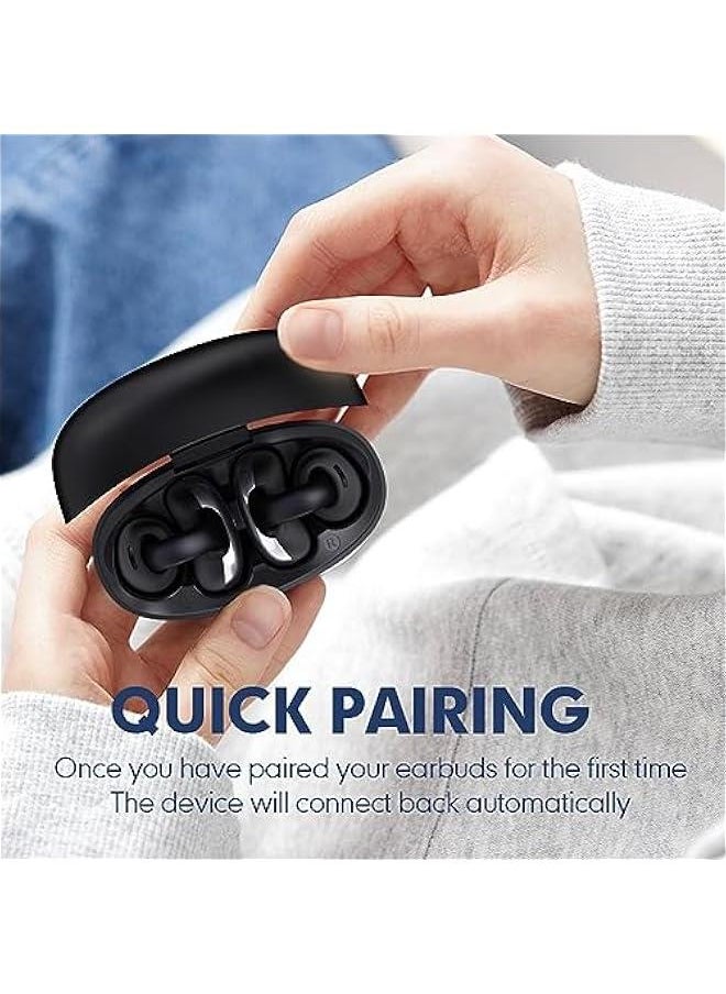 Clip On Earbuds Wireless Bluetooth Ear Clips Ear Buds Open Ear Headphones Ear Cuffs Wireless Ear Clip Bone Conduction Headphones Waterproof Sports Running Earphones for Small Ear Canal