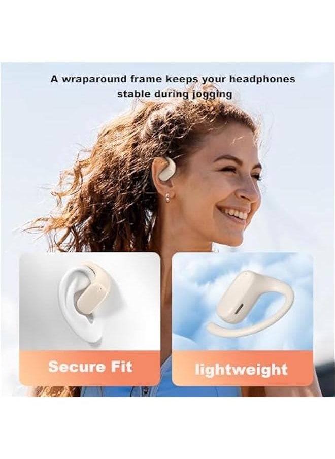 Open Ear Headphones Wireless Bone Conduction Headphones Blue Ear Buds with Ear Loops Bluetooth Running Sport Earbuds with Ear Hooks Open Ear Bone Conduction Earbuds Induction Earphones