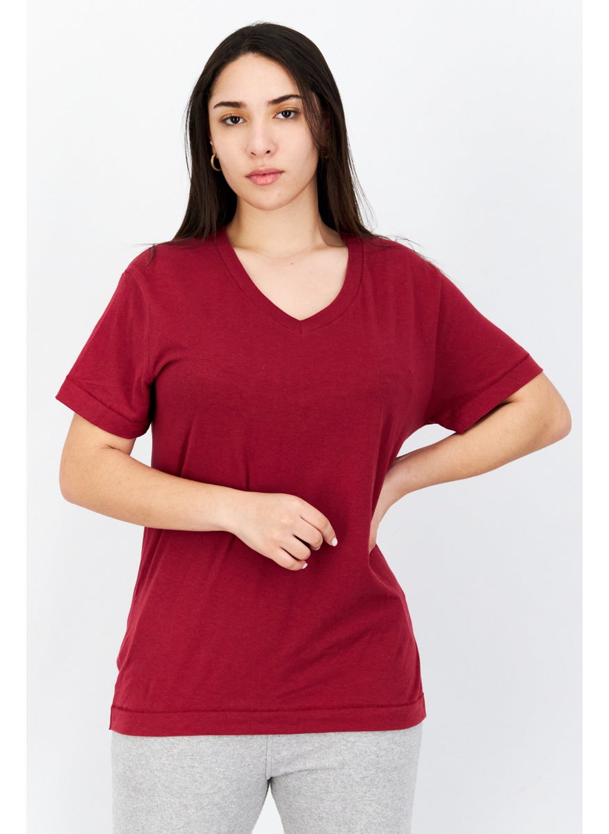 Women Sportswear Fit Short Sleeve Training T-Shirt, Maroon