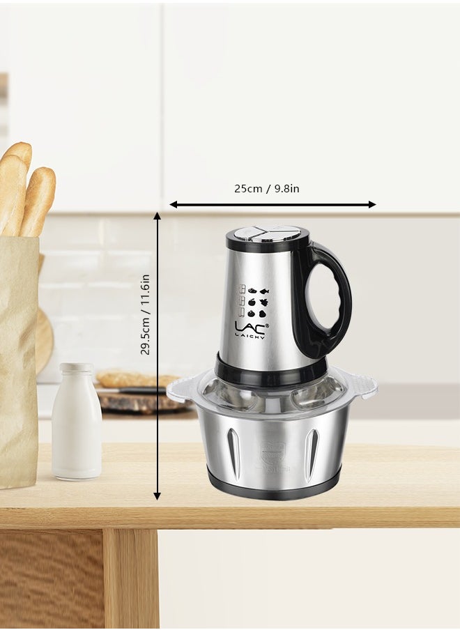 Electric Food Chopper, 3L Meat Grinder 3 Speeds Food Processor Stainless Steel  Food Processor Elegant Slicer With Integrated 4-Sharp Blades And Child Safety Lock