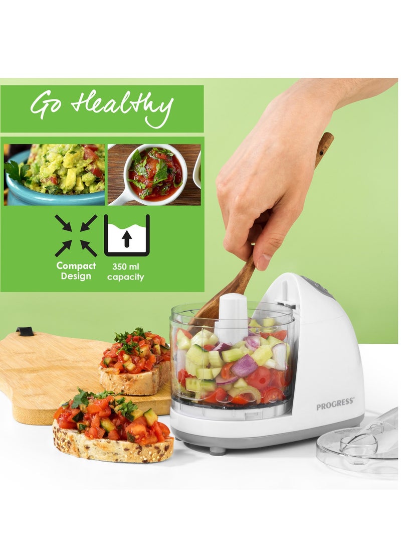 EK2182P Go Healthy Mini Food Chopper – Small Electric Food Processor, Compact Vegetable Blender, 350 ml Chopping Bowl, One Touch Operation, Stainless Steel Blades, Oil Feeding Chute, 150W