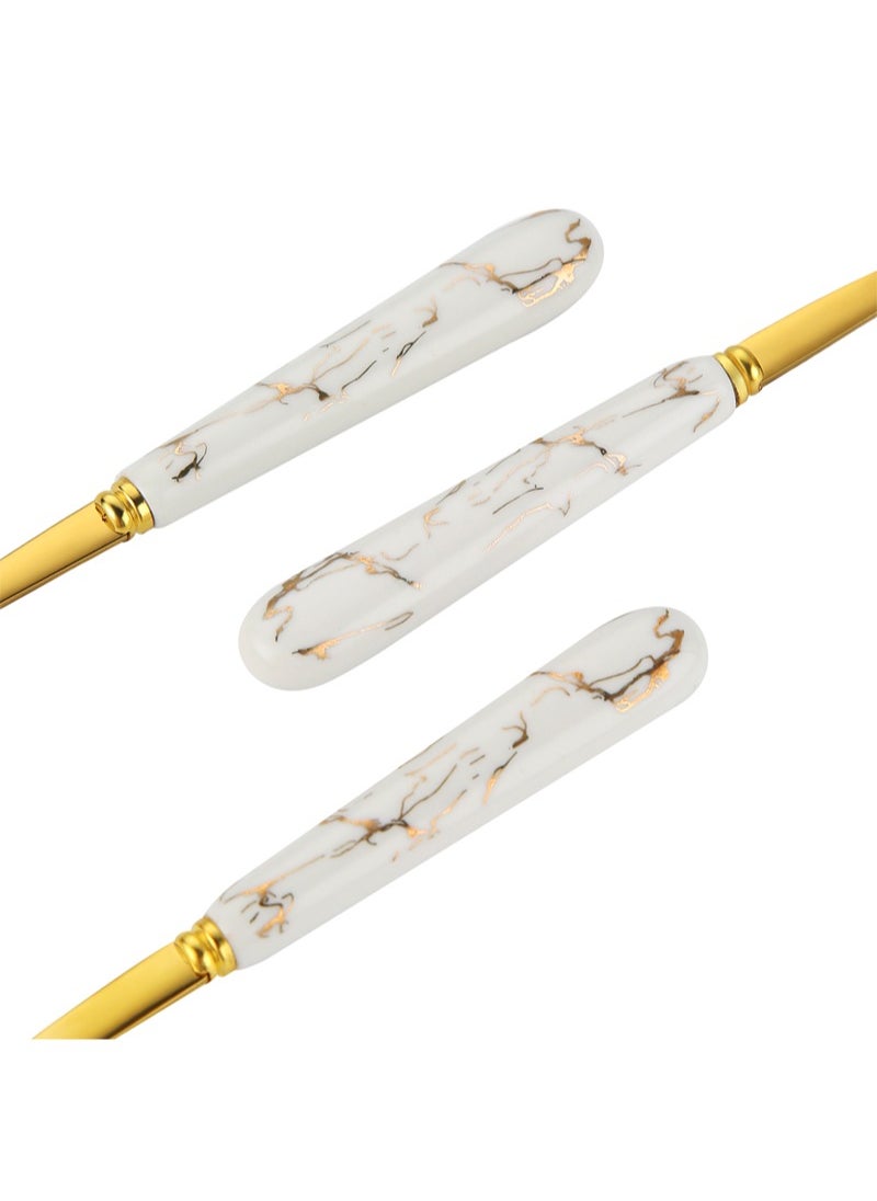 24-Piece Stainless Steel Cutlery Set With Stand White/Gold