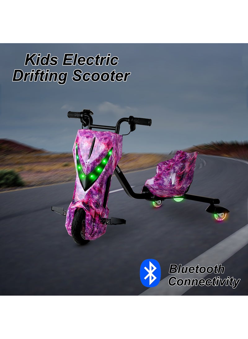 36V High-Power 360° Electric Stunt Drifting Scooter for Kids And Adults - Adjustable Body with Bluetooth And Protective Gear, 3 Speed Modes, 250W Brushless Motor, 8-15 km/h with 80 kg Load, Age 6+ Noon Exclusive Series - Purple