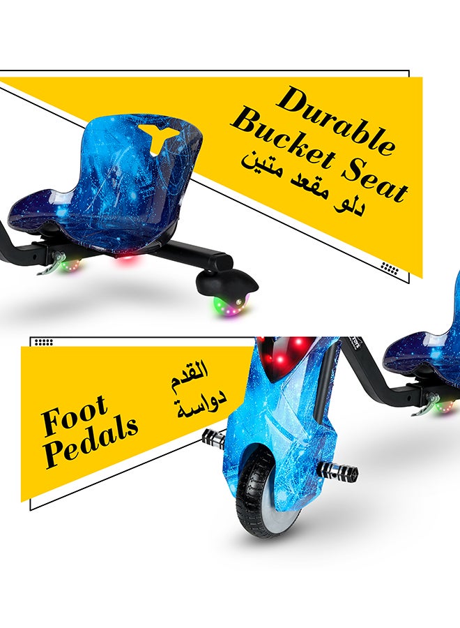 Mini 36V High-Power 360° Electric Stunt Drifting Scooter For Kids & Adults - Adjustable Body With Bluetooth & Protective Gear, 3 Speed Modes, 250W Brushless Motor, 8-15 Km/H With 80 Kg Load, Age 6+ Noon Exclusive Series - Ocean Blue