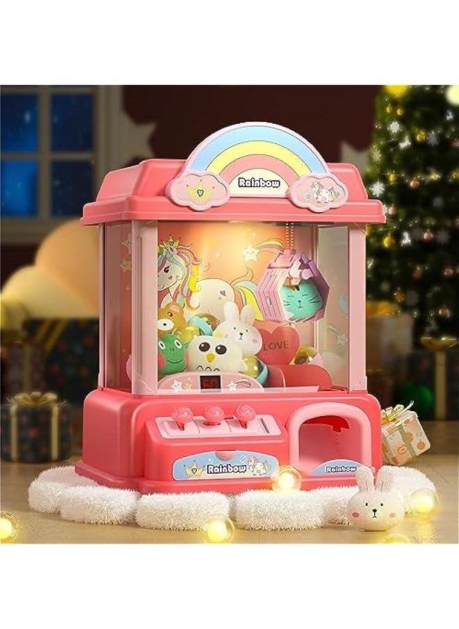 Claw Machine for Kids, Mini Vending Machines Arcade Candy Indoor Claw Game Prizes Toy, Electronic Pink Cool Fun Things Small Christmas Toys for Girls, Gifts for Girl 5 6 7 8 9 10 Year Old