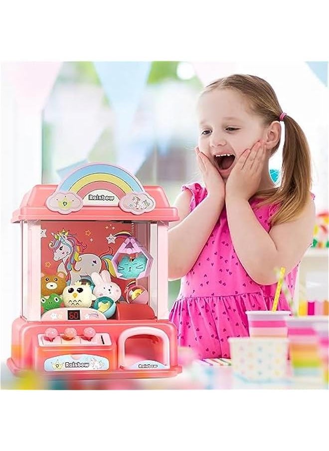 Claw Machine for Kids, Mini Vending Machines Arcade Candy Indoor Claw Game Prizes Toy, Electronic Pink Cool Fun Things Small Christmas Toys for Girls, Gifts for Girl 5 6 7 8 9 10 Year Old