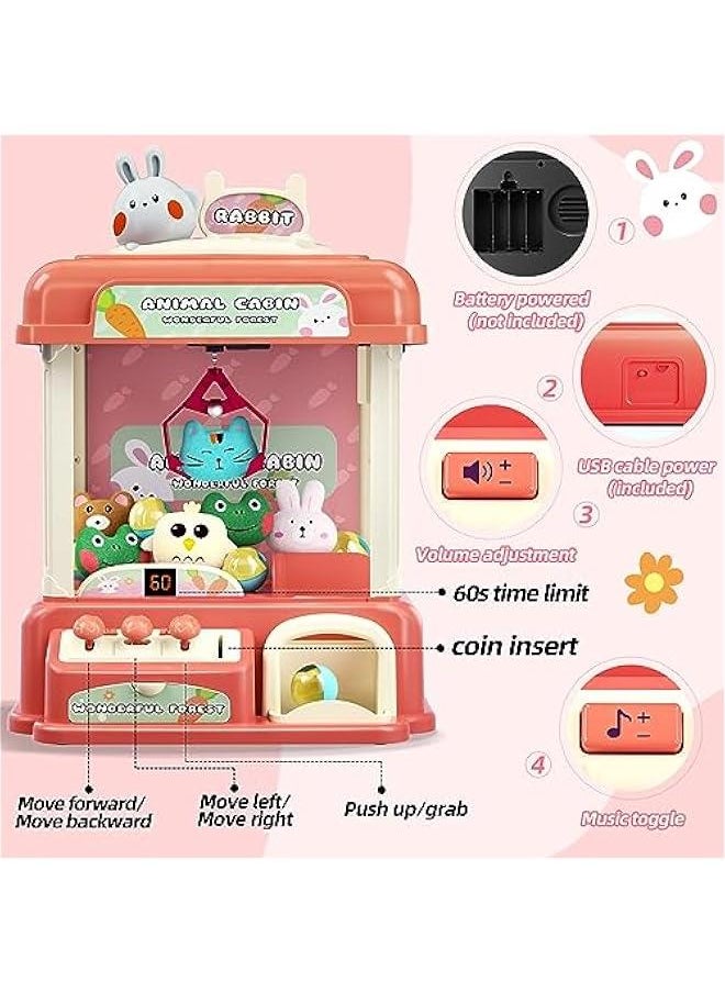 Claw Machine for Kids，Electronic Arcade Game Indoor Toy for Girls，Candy Vending Prizes Grabber Claw Game Machine Toys for Party Birthday for 6 7 8 9 Year Old