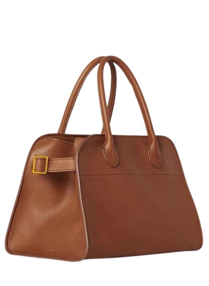 The Row Margaux 10 Top-Handle Bag in Plain Leather