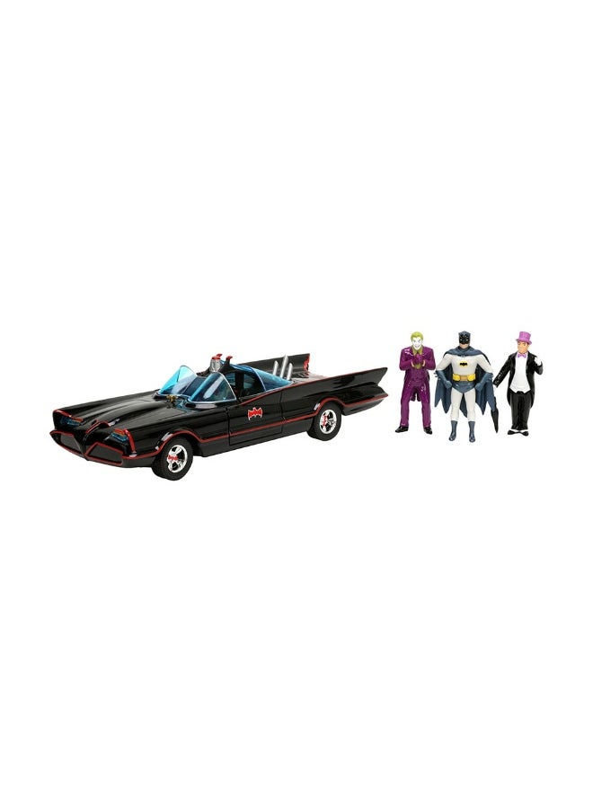 Jada Batman 1966 Hwr Deluxe Batmobile Car With 3 Figure