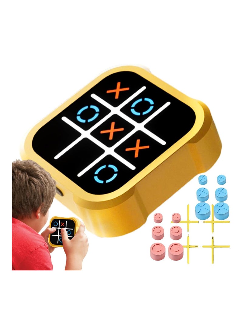 Tic Tac Toe Game, Electronic 4-in-1 Handheld Puzzle Game Console, Portable Infinite TicTacToe Travel Game for Educational and Memory Growth, Family Toys Board Games for Kids and Adults