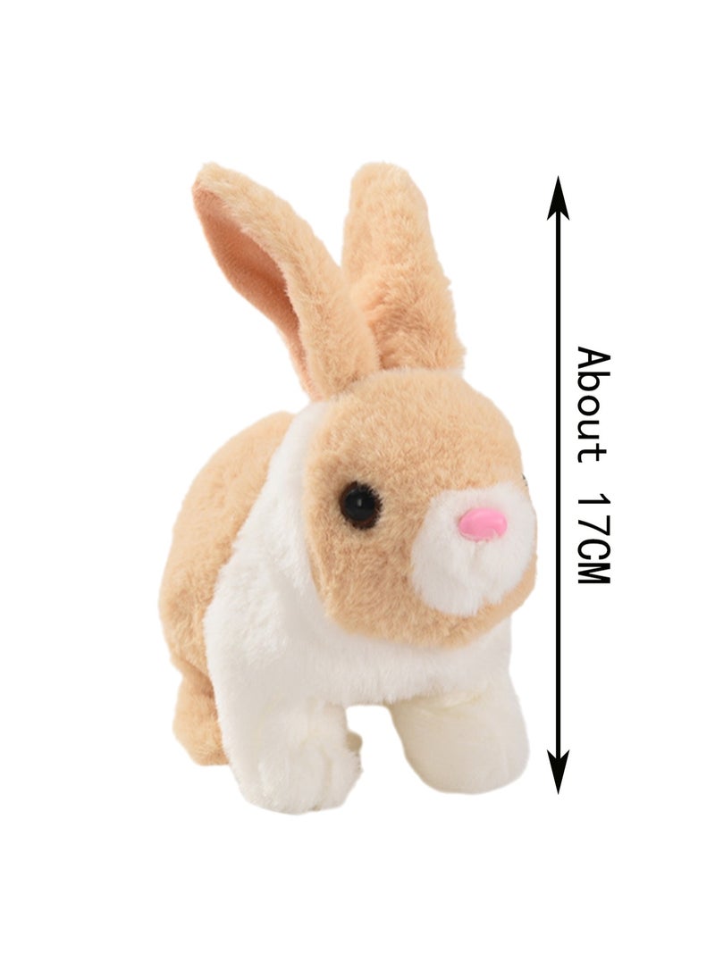 Apricot White Rabbit Robot Electronic Plush Stuffed Interactive Animal Touch Control, Electronic Pet, Robot Toy, Animation Toy, Suitable For Kids Baby