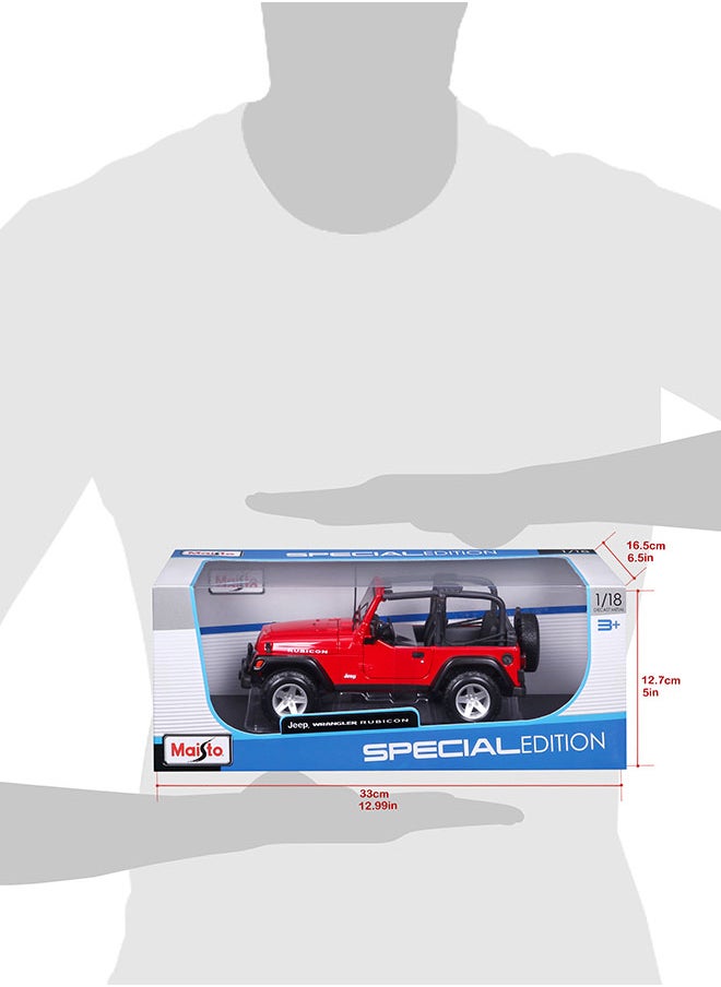 1:18 Se (A)-Jeep Wrangler Rubicon Red Officially Licensed Scaled Replicas of Collectible Diecast Metal Models with Exquisite Interior & Exterior Detailing for All Ages