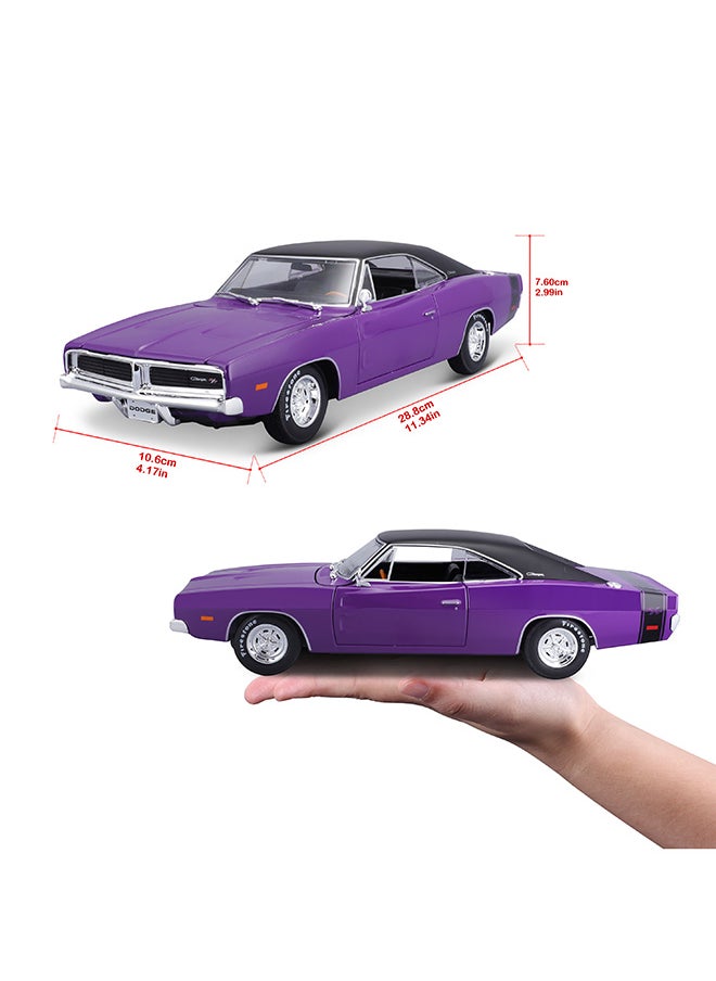 1:18 1969 Dodge Charger R-T Purple Officially Licensed Scaled Replicas of Collectible Diecast Metal Models with Exquisite Interior & Exterior Detailing for All Ages