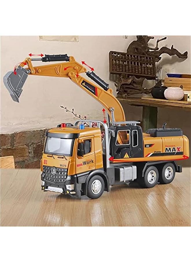 Children Excavator Toy Metal DieCast Excavator Model，with Simulated Sound and lightdigger Toys，Excavator Toys for Boys 3-5 Year Old Gift