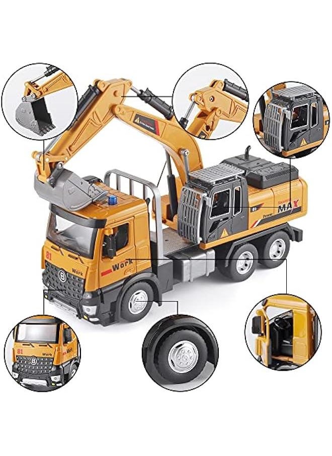 Children Excavator Toy Metal DieCast Excavator Model，with Simulated Sound and lightdigger Toys，Excavator Toys for Boys 3-5 Year Old Gift