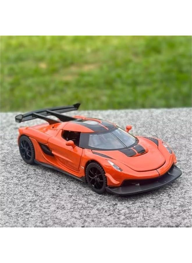 Toy Cars for Kids 1/32 Jesko Die Cast Metal Toy Cars,Jesko Model Car Collectible,Pull Back Jesko Toy Car with Light and Music,Cars Toys for Age 3+ Year Old Boys(Orange