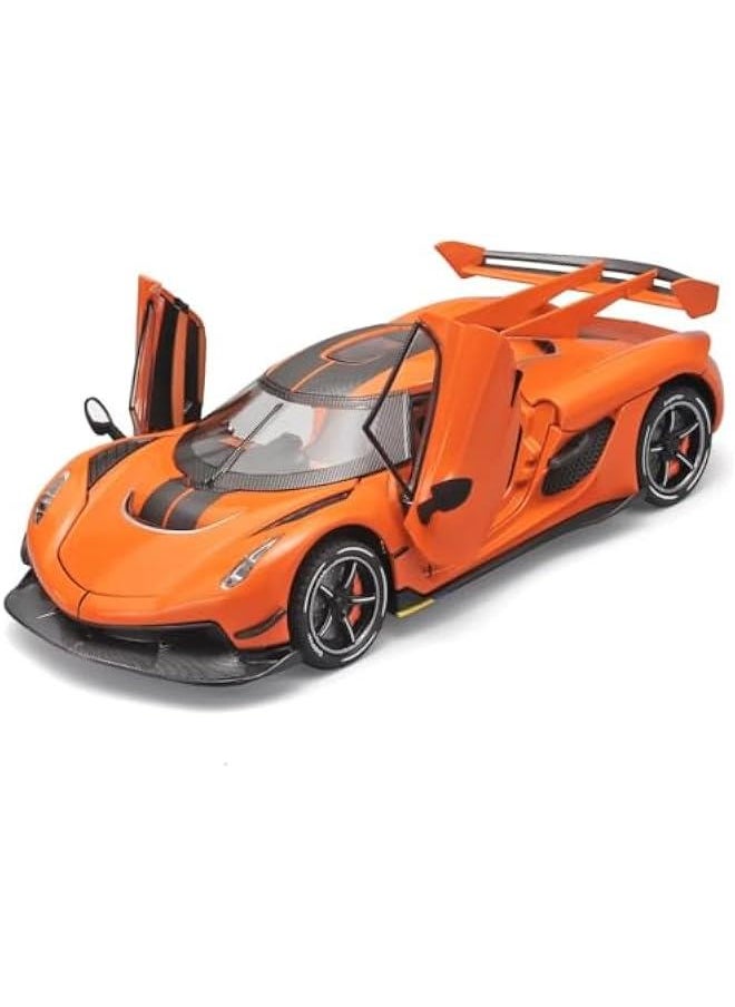 Toy Cars for Boys 1/24 Jesko Metal Die Cast Toy Cars,Collectibles Jesko Model Car,Pull Back Jesko Toy Car with Light and Sound,Cars Gifts for Age 3+ Year Old Boys（Orange）