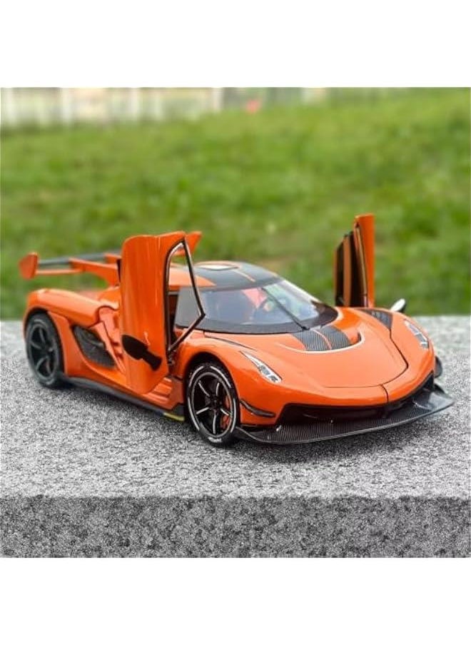 Toy Cars for Boys 1/24 Jesko Metal Die Cast Toy Cars,Collectibles Jesko Model Car,Pull Back Jesko Toy Car with Light and Sound,Cars Gifts for Age 3+ Year Old Boys（Orange）