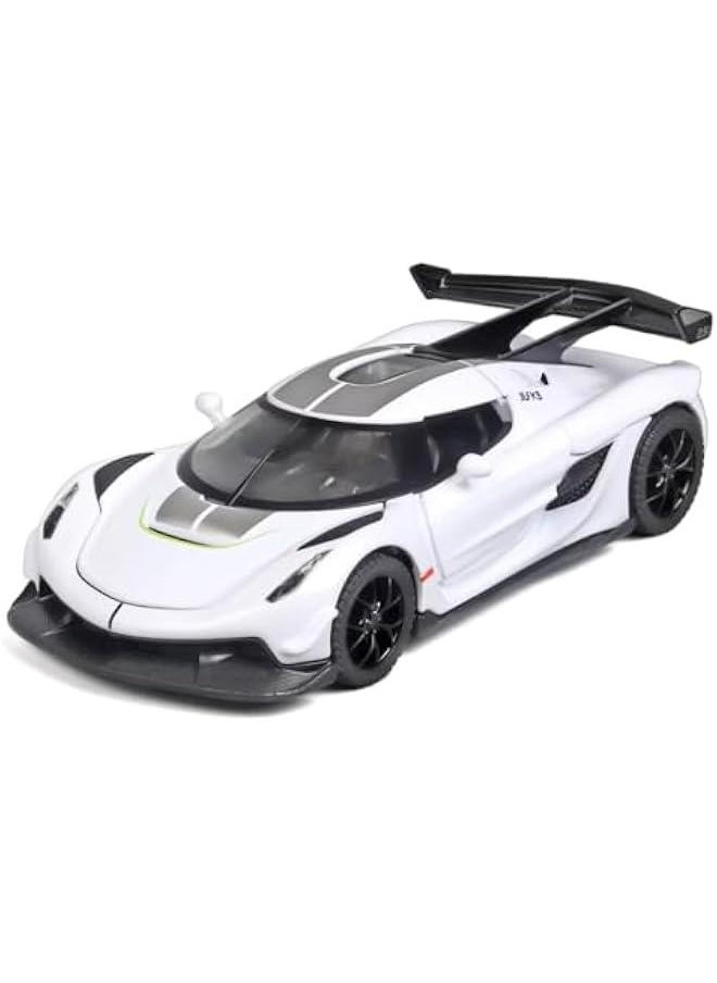 Toy Cars for Kids 1/32 Jesko Die Cast Metal Toy Cars,Collectible Jesko Model Car,Pull Back Jesko Toy Car with Light and Music,Cars Toys for Age 3+ Year Old Boys(White)