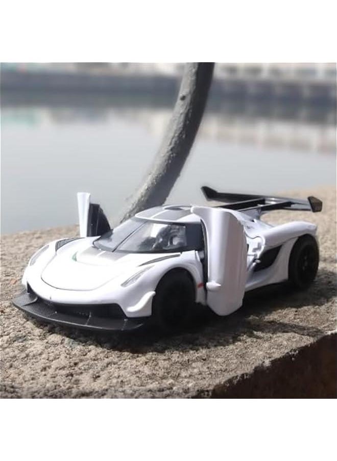 Toy Cars for Kids 1/32 Jesko Die Cast Metal Toy Cars,Collectible Jesko Model Car,Pull Back Jesko Toy Car with Light and Music,Cars Toys for Age 3+ Year Old Boys(White)