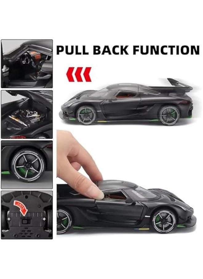 Toy Cars for Boys 1/24 Jesko Metal Die Cast Toy Cars,Collectibles Jesko Model Car,Pull Back Jesko Toy Car with Light and Sound,Cars Gifts for Age 3+ Year Old Boys(Black)