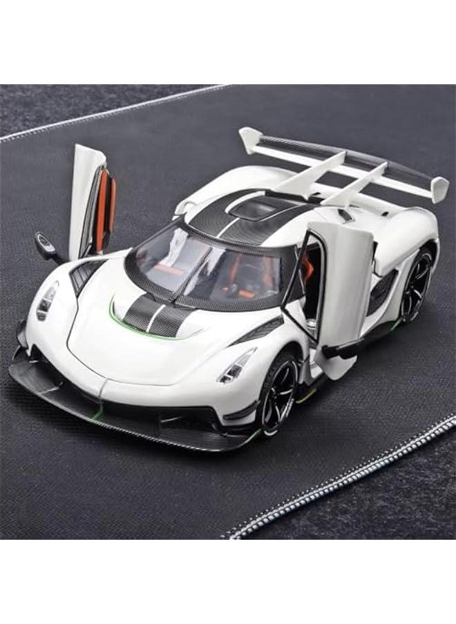 Toy Cars for Boys 1/24 Jesko Metal Die Cast Toy Cars,Collectibles Jesko Model Car,Pull Back Jesko Toy Car with Light and Sound,Cars Gifts for Age 3+ Year Old Boys(White)