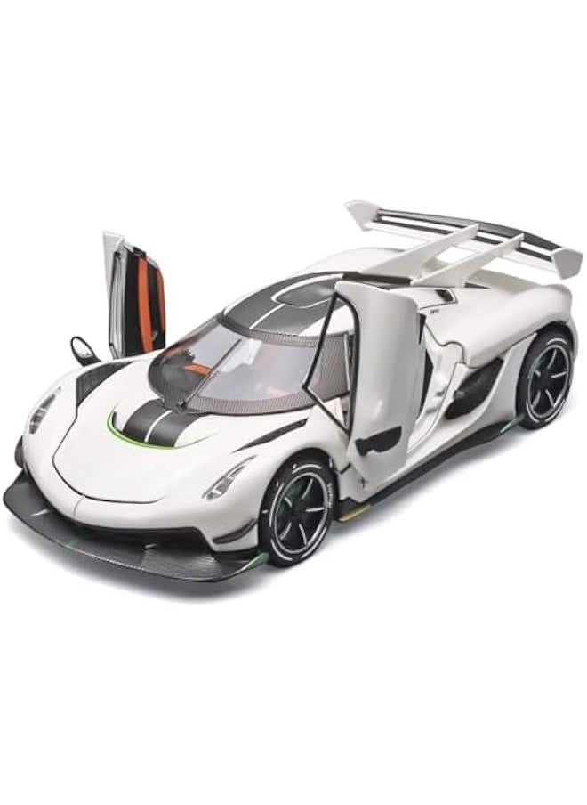 Toy Cars for Boys 1/24 Jesko Metal Die Cast Toy Cars,Collectibles Jesko Model Car,Pull Back Jesko Toy Car with Light and Sound,Cars Gifts for Age 3+ Year Old Boys(White)