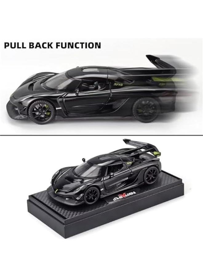 Toy Cars for Kids 1/32 Jesko Die Cast Metal Toy Cars,Collectible Jesko Model Car,Pull Back Jesko Toy Car with Light and Music,Cars Toys for Age 3+ Year Old Boys(Black)