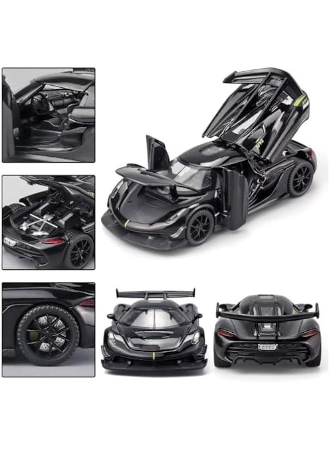 Toy Cars for Kids 1/32 Jesko Die Cast Metal Toy Cars,Collectible Jesko Model Car,Pull Back Jesko Toy Car with Light and Music,Cars Toys for Age 3+ Year Old Boys(Black)