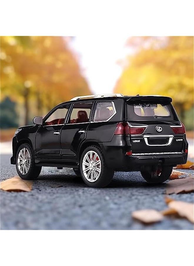 Toy Cars Lexus 570 Boys Big Off-Road SUV Model Car，1/24 Diecast Metal Car Toys ，with Lights Sound and Pull Back Toy Car，Toy Cars for Boys Age 4-7（Black）