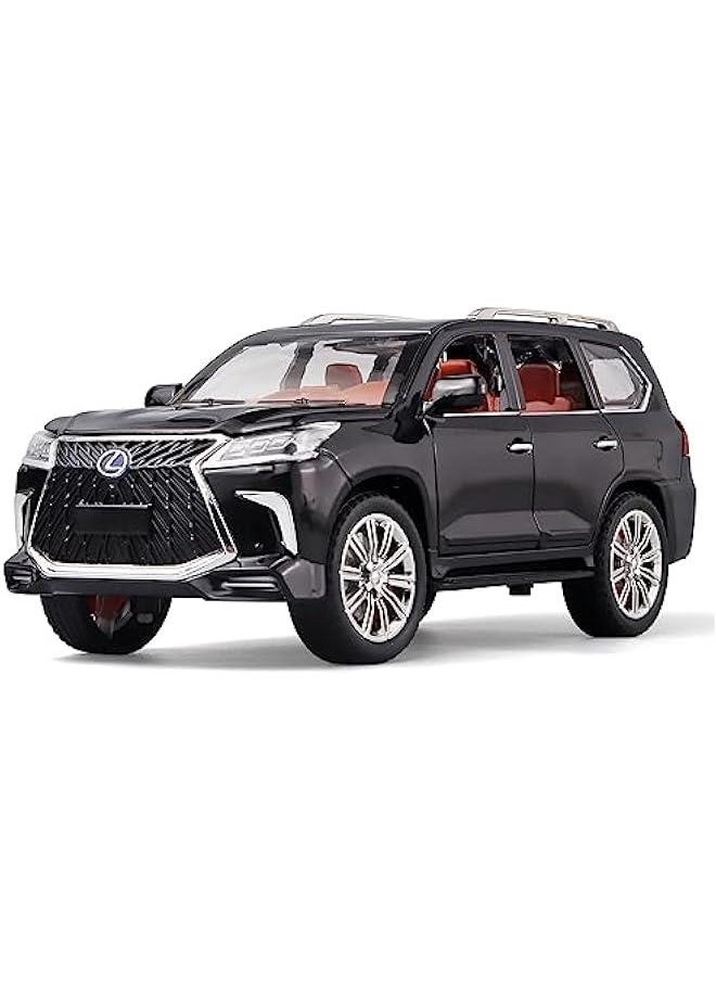 Toy Cars Lexus 570 Boys Big Off-Road SUV Model Car，1/24 Diecast Metal Car Toys ，with Lights Sound and Pull Back Toy Car，Toy Cars for Boys Age 4-7（Black）