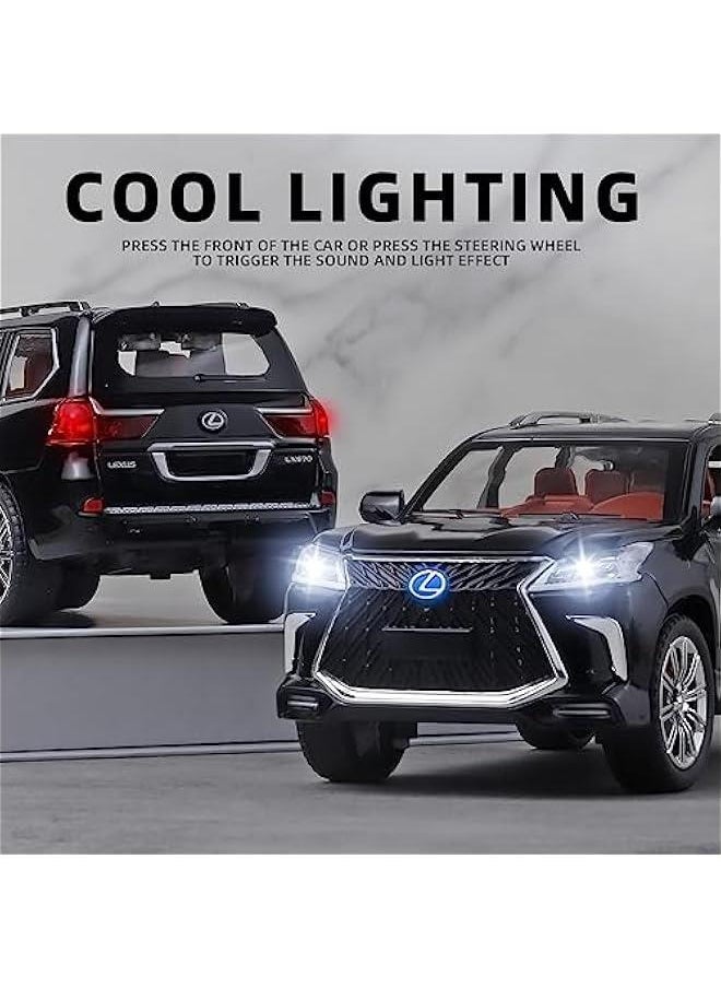 Toy Cars Lexus 570 Boys Big Off-Road SUV Model Car，1/24 Diecast Metal Car Toys ，with Lights Sound and Pull Back Toy Car，Toy Cars for Boys Age 4-7（Black）