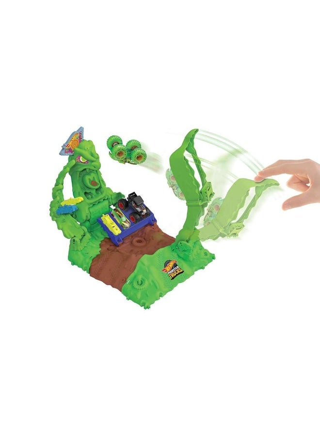 Hot Wheels Monster Trucks Arena Smashers Glow-In-The-Dark Gunkster Ooze Battle Playset